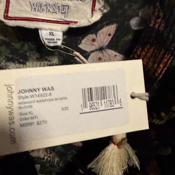 Johnny Was Silk Multicolor Butterfly Blouse - Picture 7 of 9